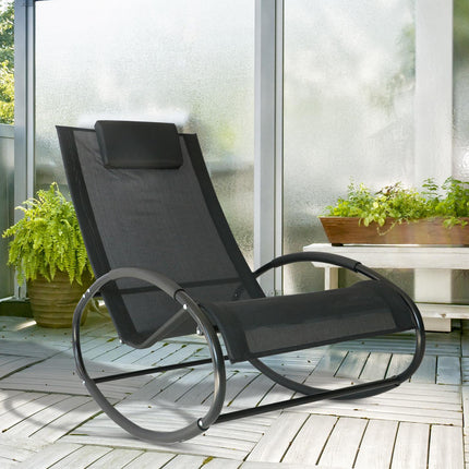 Rocking chair, weatherproof steel, 120 kg capacity, black