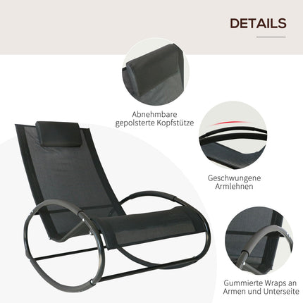 Rocking chair, weatherproof steel, 120 kg capacity, black