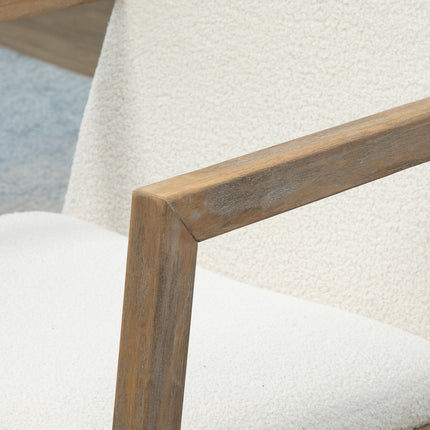 Cremeweißer Kautschukholz-Schaukelstuhl - gepolsterter Komfort