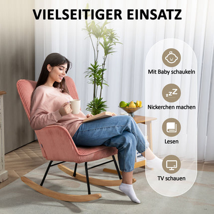 Rosa Schaukelstuhl mit Armlehnen - Holzkufen, Entspannung