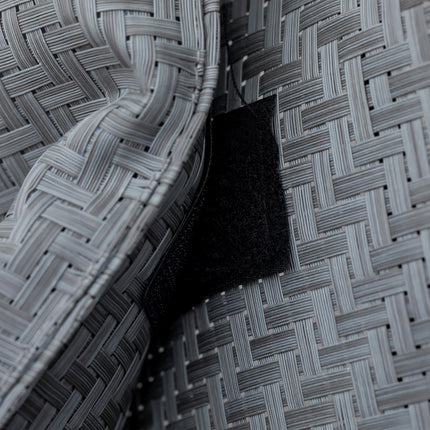 Schaukelstuhl mit Kissen, graue Textlinie, 160 kg Tragfähigkeit