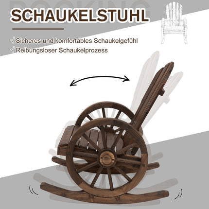 Schaukelstuhl, rustikales Holz, dunkelbraun, Raddesign