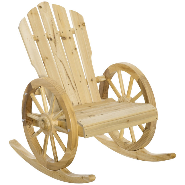 Rustikaler Schaukelstuhl aus Massivholz für den Garten, 68x88x92 cm