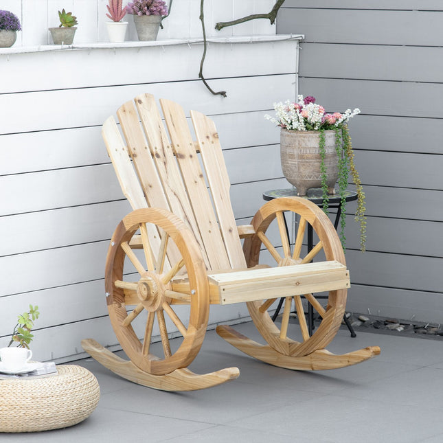Rustikaler Schaukelstuhl aus Massivholz für den Garten, 68x88x92 cm