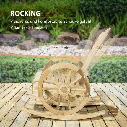 Rustikaler Schaukelstuhl aus Massivholz für den Garten, 68x88x92 cm