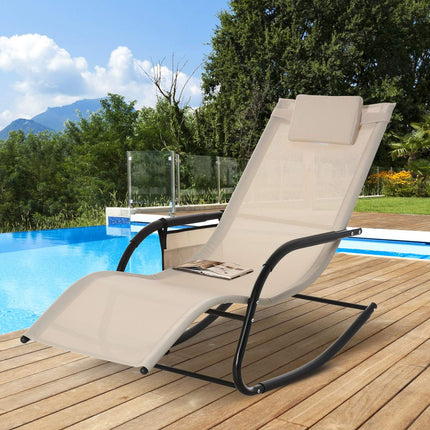 Schommelstoel Schommelstoel Tuinstoel Schommelligstoel Metaalgaas Beige 150 X 62 X 88 Cm