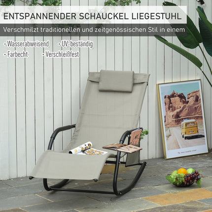 Garten-Schaukelstuhl – Metallgeflecht, schwarz & hellgrau, 150x62x88 cm