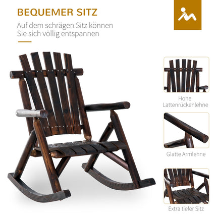 Weather-resistant rocking chair in solid wood, armrests, 97x69x93cm