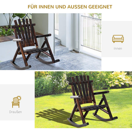 Weather-resistant rocking chair in solid wood, armrests, 97x69x93cm