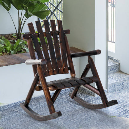 Weather-resistant rocking chair in solid wood, armrests, 97x69x93cm