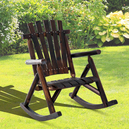 Weather-resistant rocking chair in solid wood, armrests, 97x69x93cm