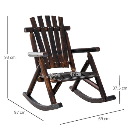 Weather-resistant rocking chair in solid wood, armrests, 97x69x93cm