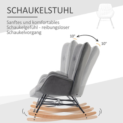 Schaukelstuhl in Samtoptik, Stahlrahmen, gepolsterte Sitzfläche