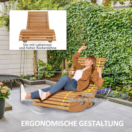 Ergonomischer Schaukelstuhl aus Holz, Teak, Belastbarkeit 120 kg
