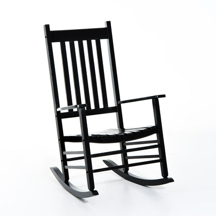 Schommelstoel Houten Schommelstoel Armleuning Relaxstoel Tuinstoel Zwart 69X86X115Cm