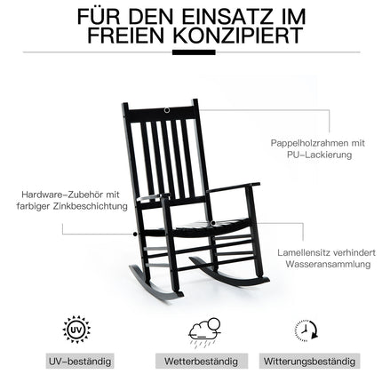 Schommelstoel Houten Schommelstoel Armleuning Relaxstoel Tuinstoel Zwart 69X86X115Cm