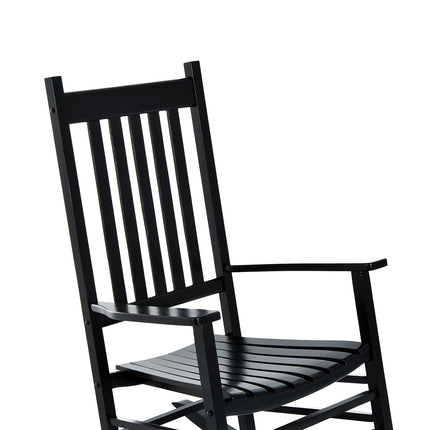 Schommelstoel Houten Schommelstoel Armleuning Relaxstoel Tuinstoel Zwart 69X86X115Cm