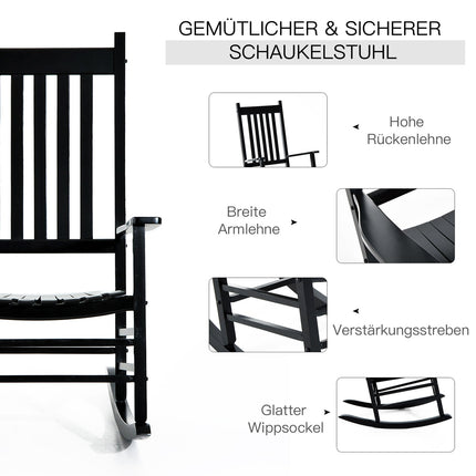 Schommelstoel Houten Schommelstoel Armleuning Relaxstoel Tuinstoel Zwart 69X86X115Cm
