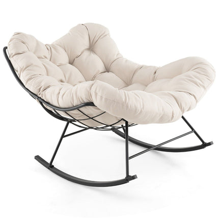Schaukelstuhl mit Kissen, 205 kg Tragkraft, Beige