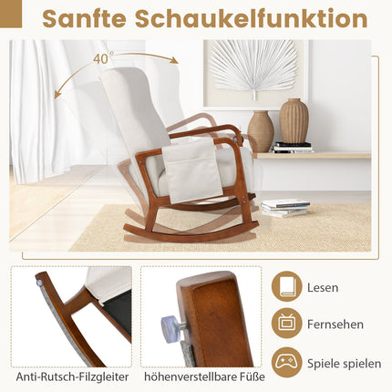 Schaukelstuhl mit Ottomane, Ergonomisches Design, Beige