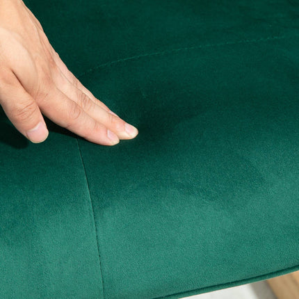 Grüner Samt-Ohrensessel mit Hocker und Kissen