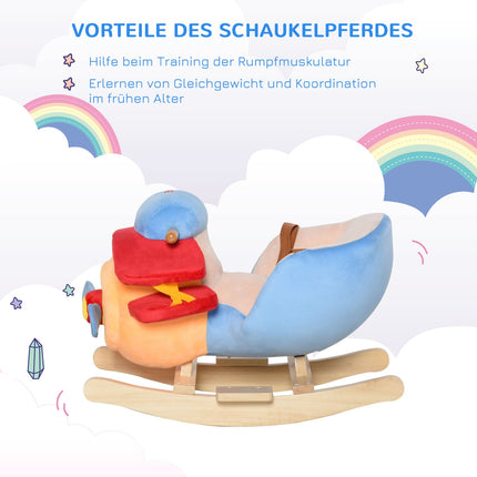 Kinderschaukelpferd – Blau & Rot, 60x33x45 cm