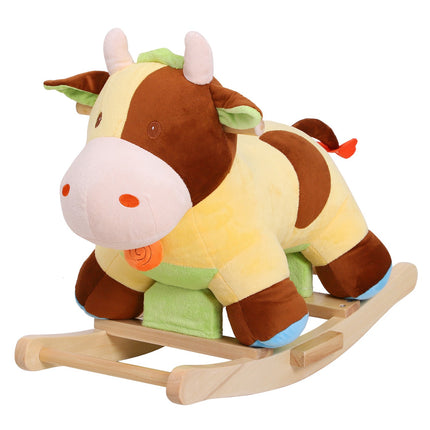 Braunes & Gelbes Baby-Schaukelkuh-Spielzeug – 60x34x46 cm