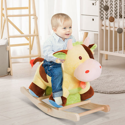 Braunes & Gelbes Baby-Schaukelkuh-Spielzeug – 60x34x46 cm