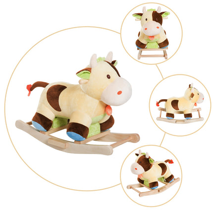 Braunes & Gelbes Baby-Schaukelkuh-Spielzeug – 60x34x46 cm