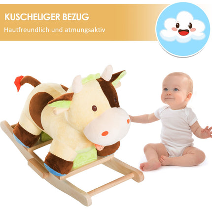 Braunes & Gelbes Baby-Schaukelkuh-Spielzeug – 60x34x46 cm