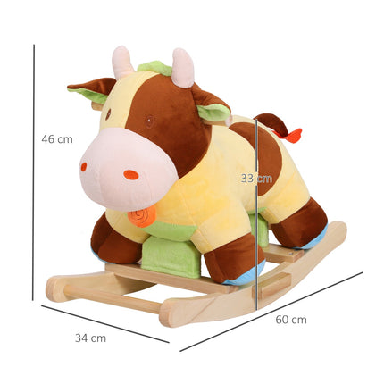 Braunes & Gelbes Baby-Schaukelkuh-Spielzeug – 60x34x46 cm