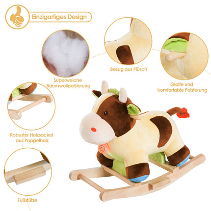 Braunes & Gelbes Baby-Schaukelkuh-Spielzeug – 60x34x46 cm