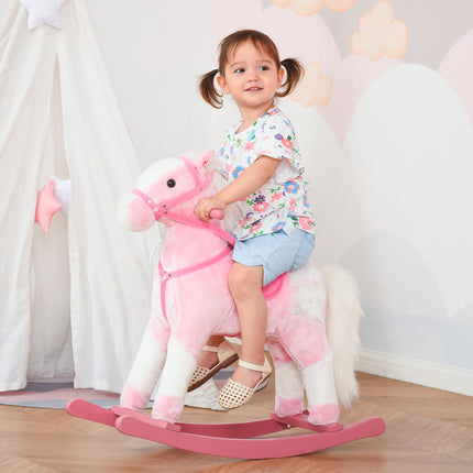 Rosa Schaukelpferd-Spielzeug mit Sound, 74x28x65 cm