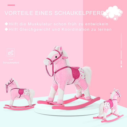 Rosa Schaukelpferd-Spielzeug mit Sound, 74x28x65 cm