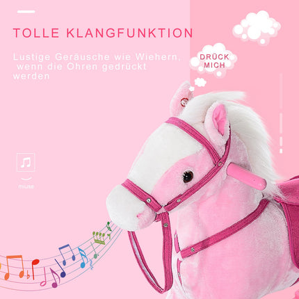 Rosa Schaukelpferd-Spielzeug mit Sound, 74x28x65 cm