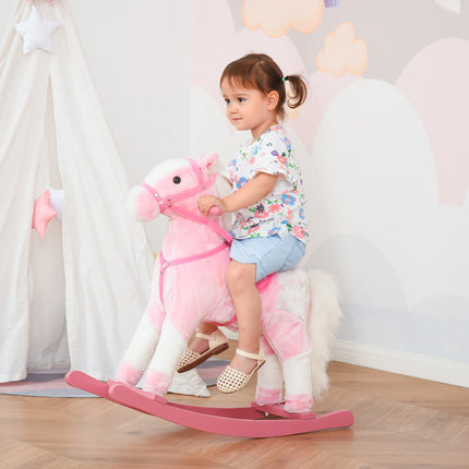 Rosa Schaukelpferd-Spielzeug mit Sound, 74x28x65 cm