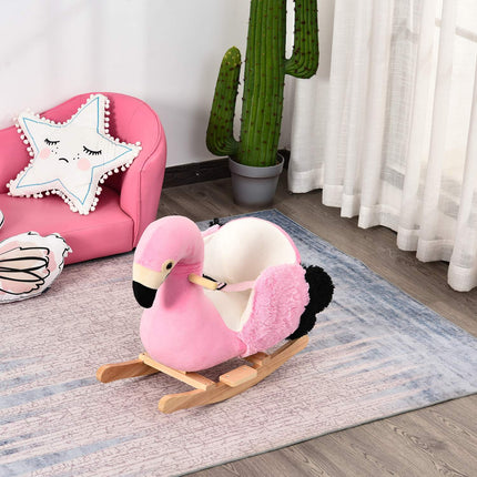 Houpací plameňák, plyšový s bezpečnostním pásem, 60 cm
