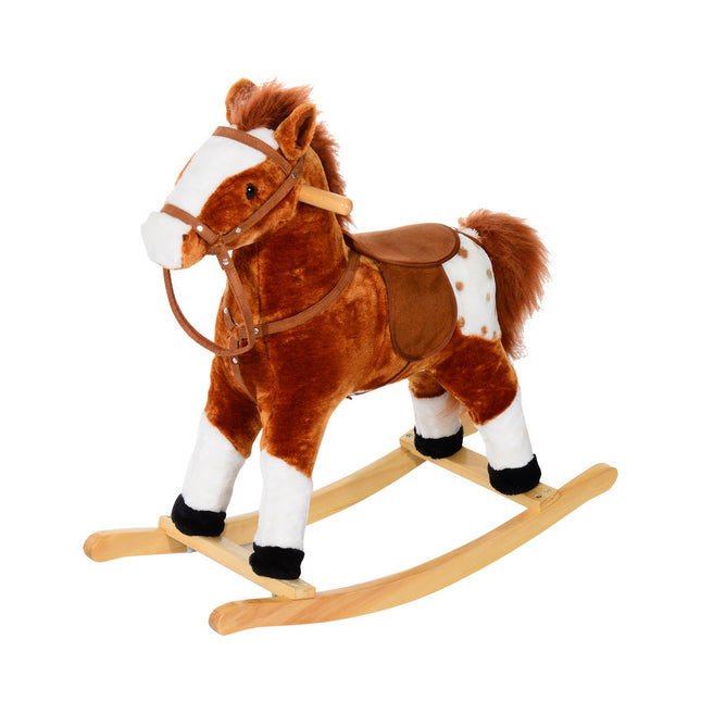 Braunes Schaukelpferd aus Holz für Kinder, ab 3 Jahren, 74x28x65cm