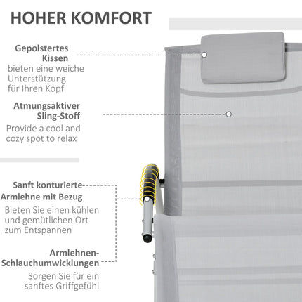 Garten-Schaukelstuhl mit Kopfstütze, hellgraues Metall