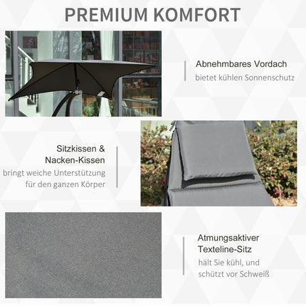 Schaukelstuhl mit Dach für Garten oder Büro, dunkelgrau
