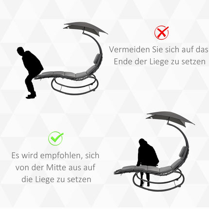 Schaukelstuhl mit Dach für Garten oder Büro, dunkelgrau