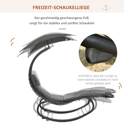 Schaukelstuhl mit Dach für Garten oder Büro, dunkelgrau