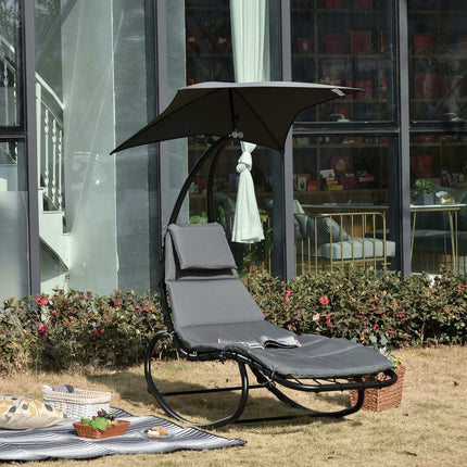 Schaukelstuhl mit Dach für Garten oder Büro, dunkelgrau