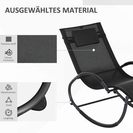Rocking chair with cushion, black, 155x61x88 Cm