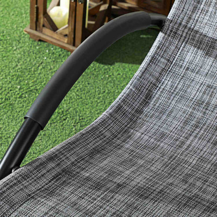 Grauer Schaukelstuhl mit Kissen – 155 x 61 x 88 cm