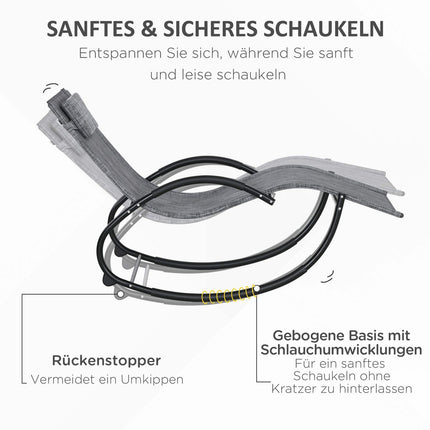 Grauer Schaukelstuhl mit Kissen – 155 x 61 x 88 cm