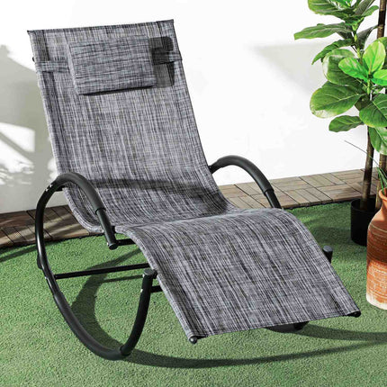 Grauer Schaukelstuhl mit Kissen – 155 x 61 x 88 cm