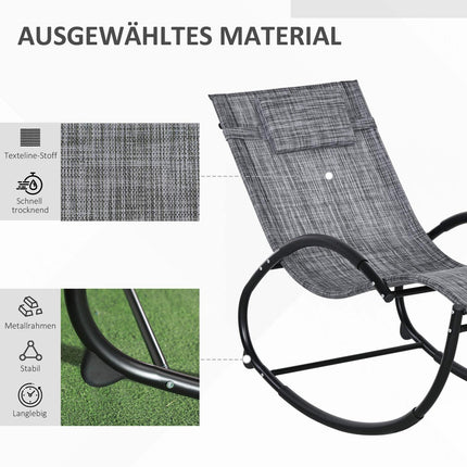 Grauer Schaukelstuhl mit Kissen – 155 x 61 x 88 cm