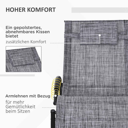 Grauer Schaukelstuhl mit Kissen – 155 x 61 x 88 cm