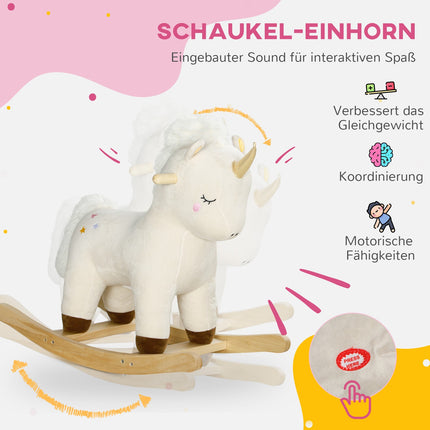 Einhorn-Schaukeltier mit Sound – Plüschsitz für Kleinkinder